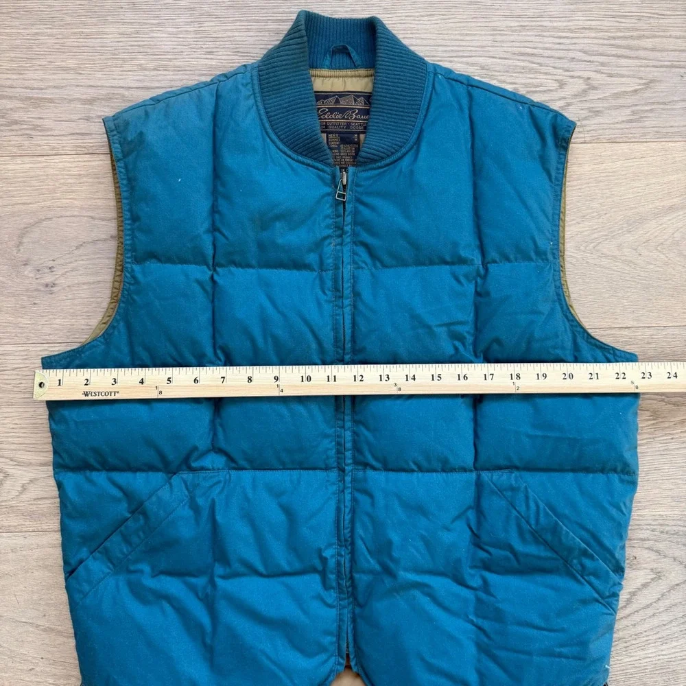 Vintage Eddie Bauer Downlight Goose Down Vest Teal Blue Mens M Quilted Puffer